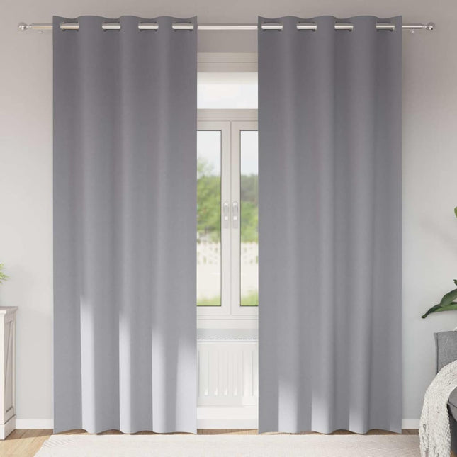 Mørklægningsgardiner med ringe 2 pcs Lysegrå 225 x 140 cm
