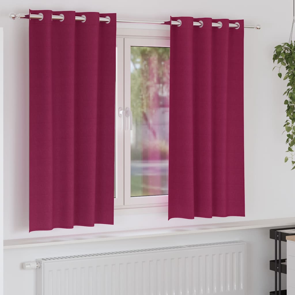 Mørklægningsgardiner med ringe 2 pcs Vinrød 175 x 140 cm