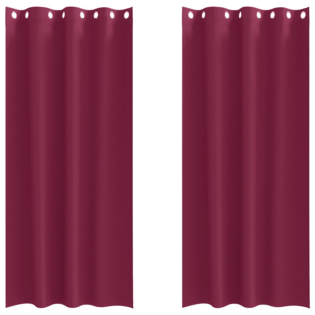 Mørklægningsgardiner med ringe 2 pcs Vinrød 225 x 140 cm