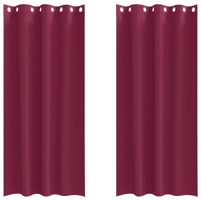 Mørklægningsgardiner med ringe 2 pcs Vinrød 245 x 140 cm