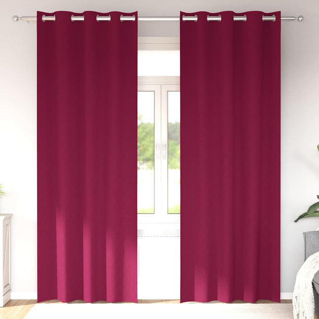 Mørklægningsgardiner med ringe 2 pcs Vinrød 260 x 140 cm