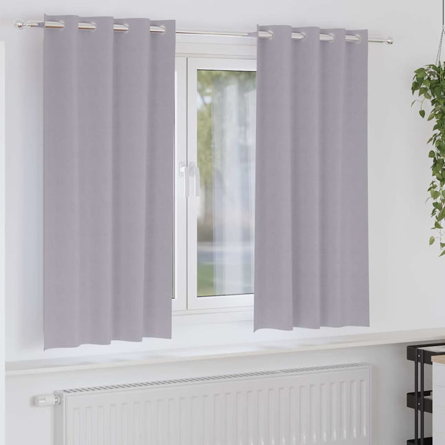 Mørklægningsgardiner med ringe 2 pcs Metal Grå 175 x 140 cm