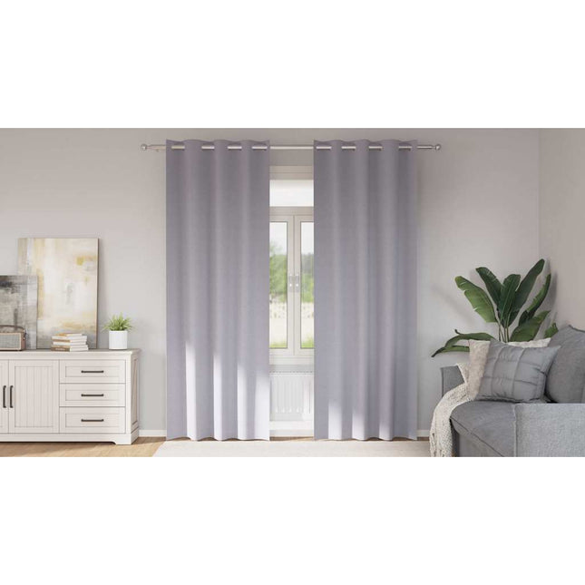 Mørklægningsgardiner med ringe 2 pcs Metal Grå 260 x 140 cm