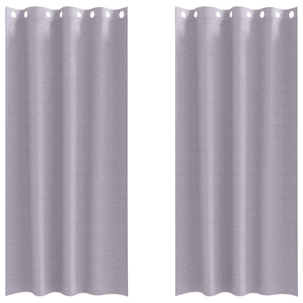 Mørklægningsgardiner med ringe 2 pcs Metal Grå 260 x 140 cm