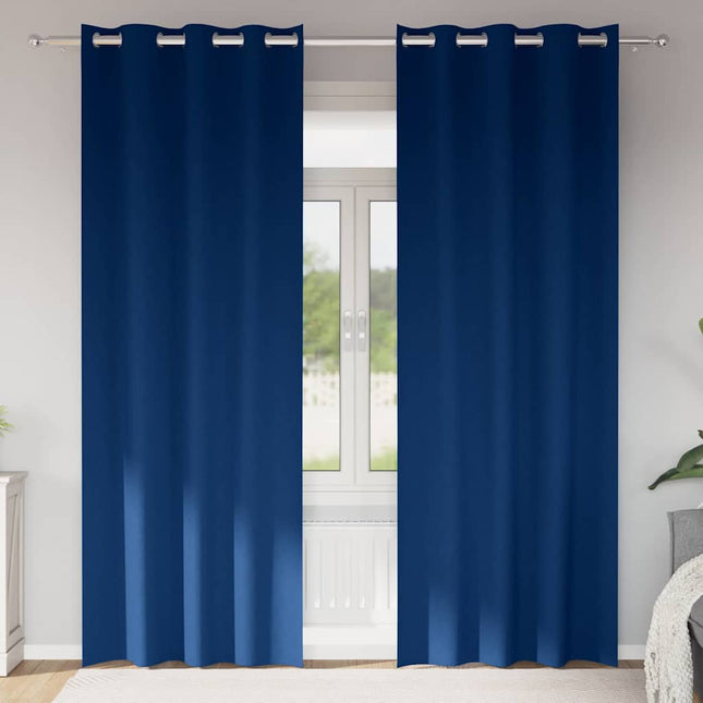 Mørklægningsgardiner med ringe 2 pcs Mørk blå 225 x 140 cm