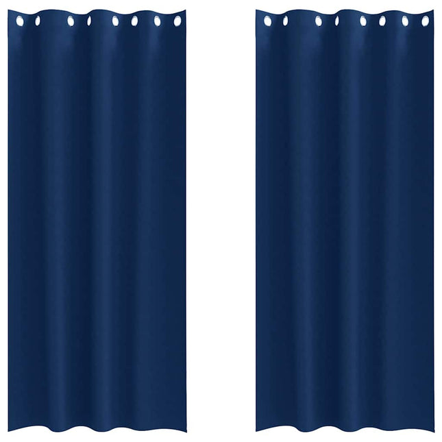 Mørklægningsgardiner med ringe 2 pcs Mørk blå 225 x 140 cm