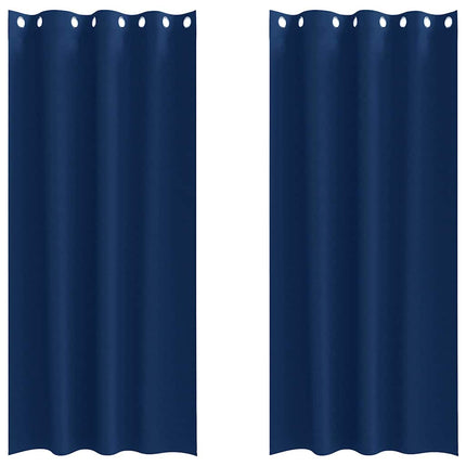 Mørklægningsgardiner med ringe 2 stk. Mørk blå 245 x 140 cm
