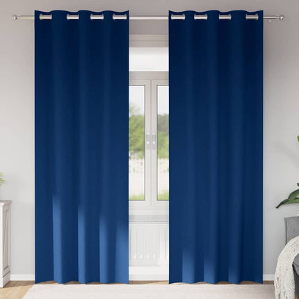 Mørklægningsgardiner med ringe 2 stk. Mørk blå 260 x 140 cm