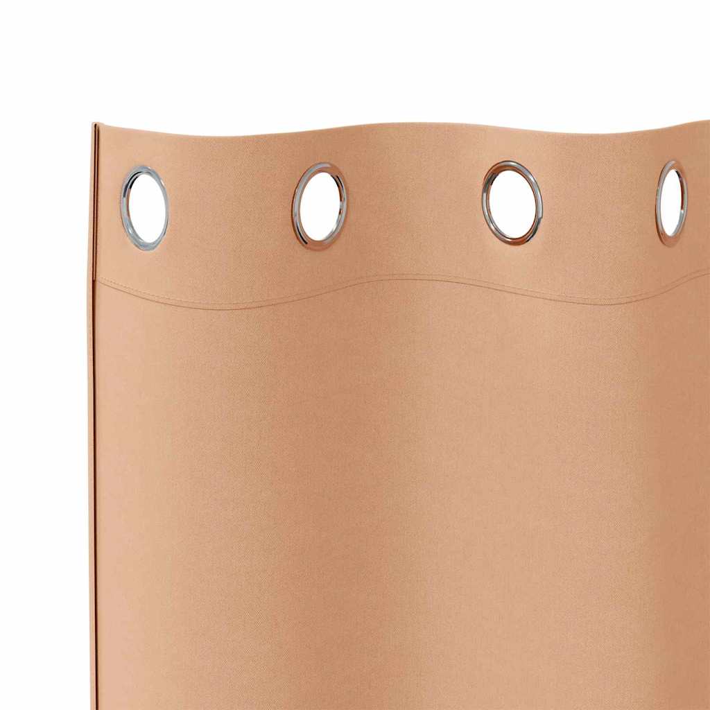 Mørklægningsgardiner med ringe 2 pcs Lys Brun 140 x 140 cm
