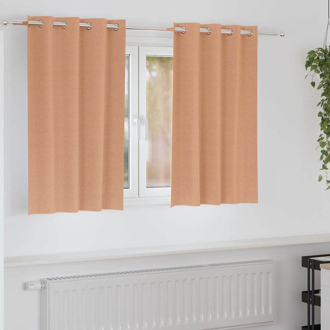 Mørklægningsgardiner med ringe 2 pcs Lys Brun 140 x 140 cm