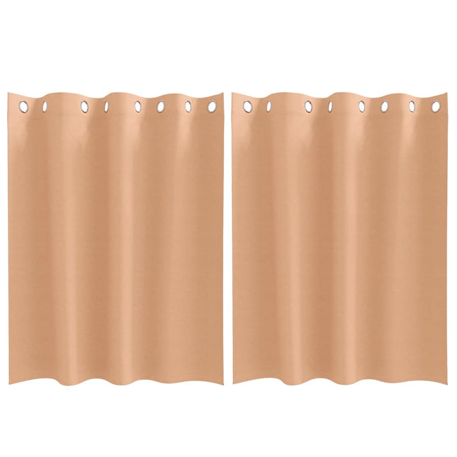Mørklægningsgardiner med ringe 2 pcs Lys Brun 140 x 140 cm