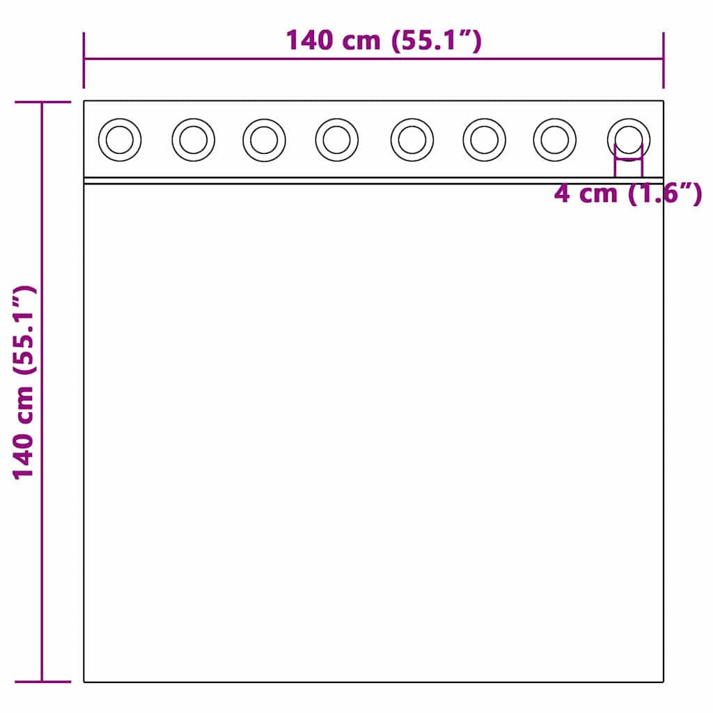 Mørklægningsgardiner med ringe 2 pcs Lys Brun 140 x 140 cm