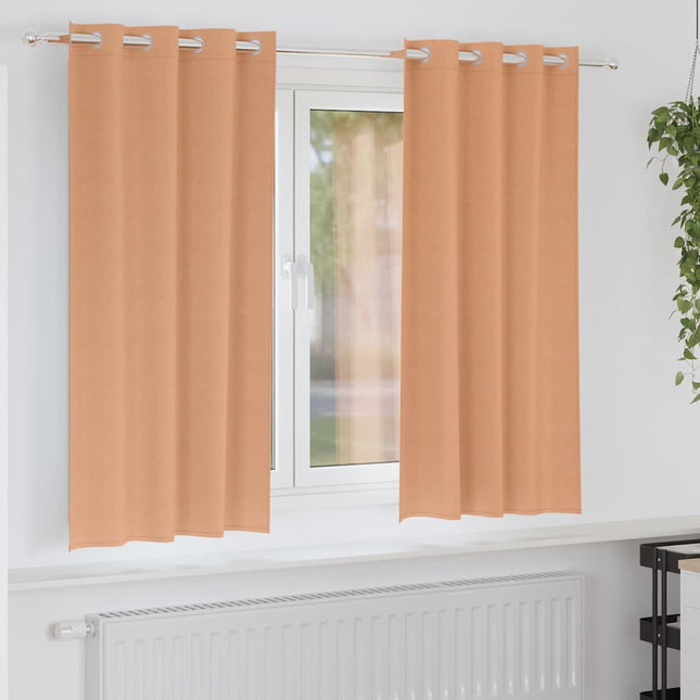 Mørklægningsgardiner med ringe 2 pcs Lys Brun 175 x 140 cm