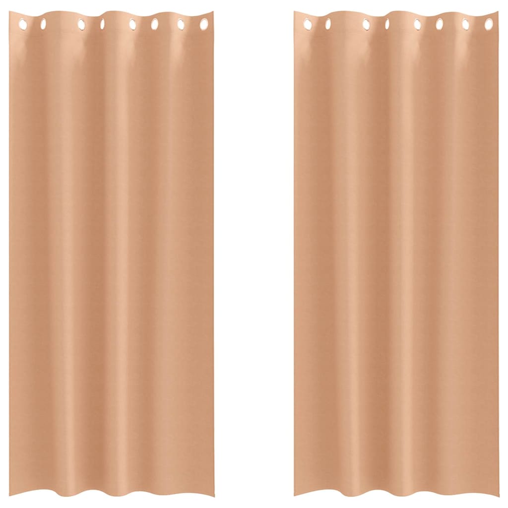 Mørklægningsgardiner med ringe 2 pcs Lys Brun 225 x 140 cm