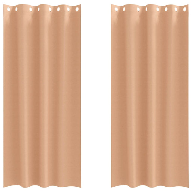 Mørklægningsgardiner med ringe 2 pcs Lys Brun 260 x 140 cm