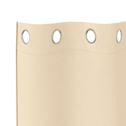 Mørklægningsgardiner med ringe 2 stk. Cremefarvet 140 x 140 cm