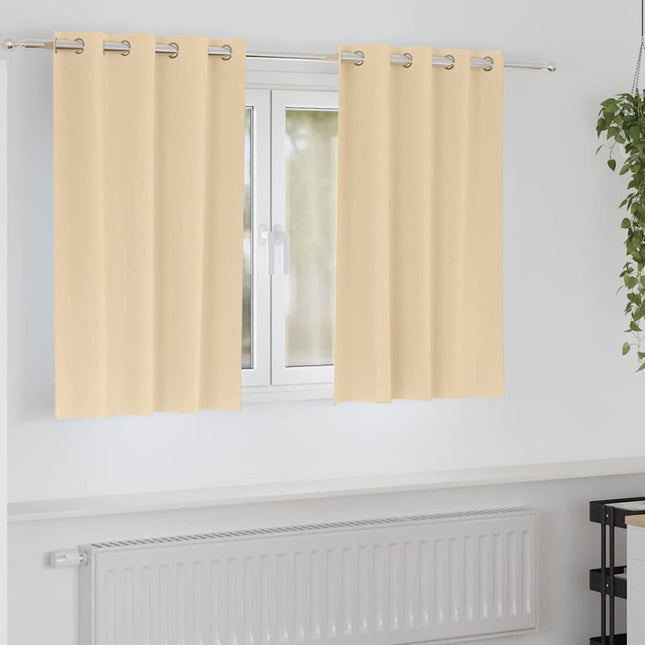 Mørklægningsgardiner med ringe 2 pcs Creme 140 x 140 cm