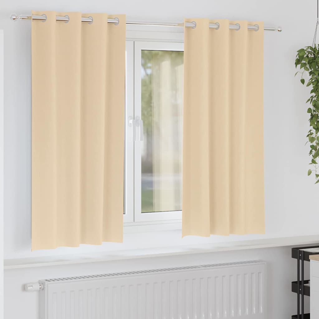 Mørklægningsgardiner med ringe 2 pcs Creme 175 x 140 cm