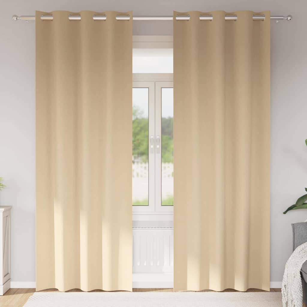 Mørklægningsgardiner med ringe 2 pcs Creme 225 x 140 cm