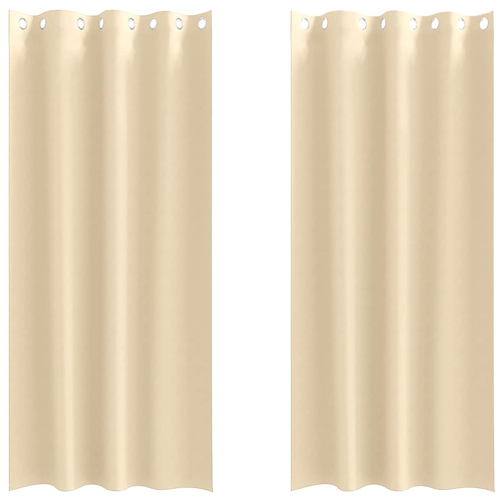 Mørklægningsgardiner med ringe 2 pcs Creme 225 x 140 cm
