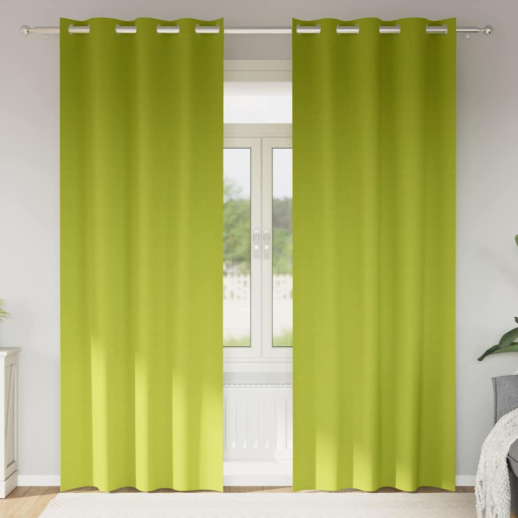 Mørklægningsgardiner med ringe 2 pcs Grøn 245 x 140 cm