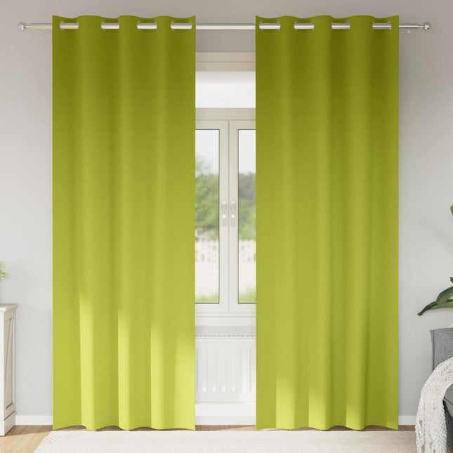 Mørklægningsgardiner med ringe 2 pcs Grøn 245 x 140 cm