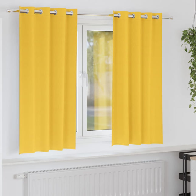 Mørklægningsgardiner med ringe 2 pcs Sennepsgul 175 x 140 cm