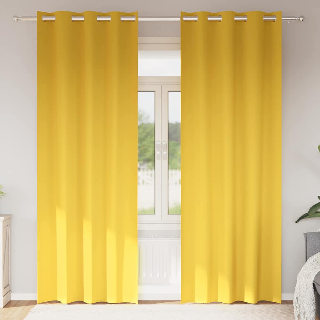 Mørklægningsgardiner med ringe 2 pcs Sennepsgul 245 x 140 cm