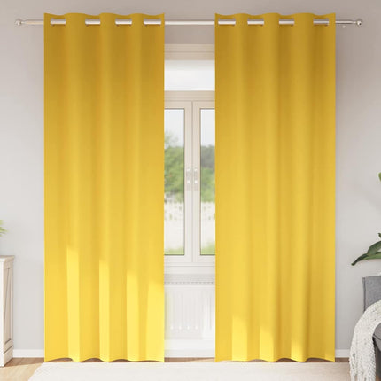 Mørklægningsgardiner med ringe 2 stk. Sennepsgul 260 x 140 cm