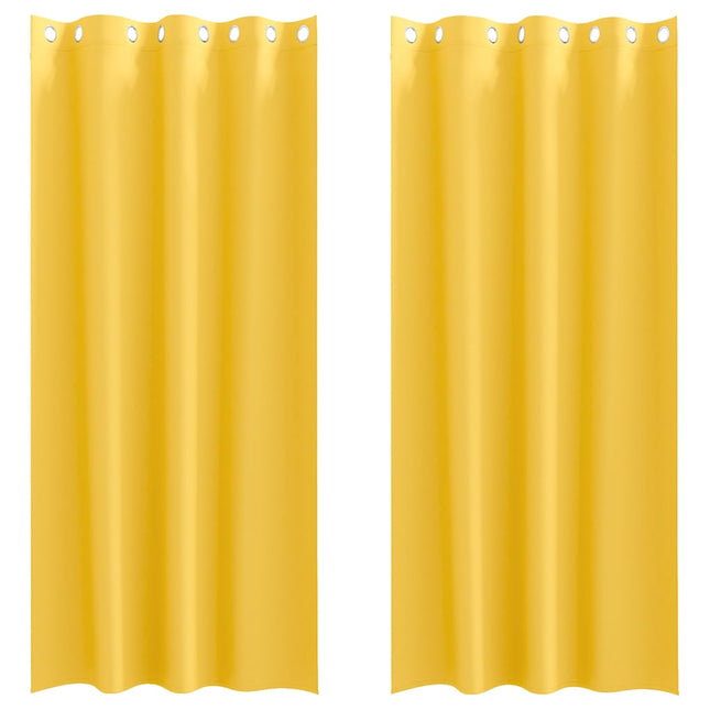 Mørklægningsgardiner med ringe 2 pcs Sennepsgul 260 x 140 cm