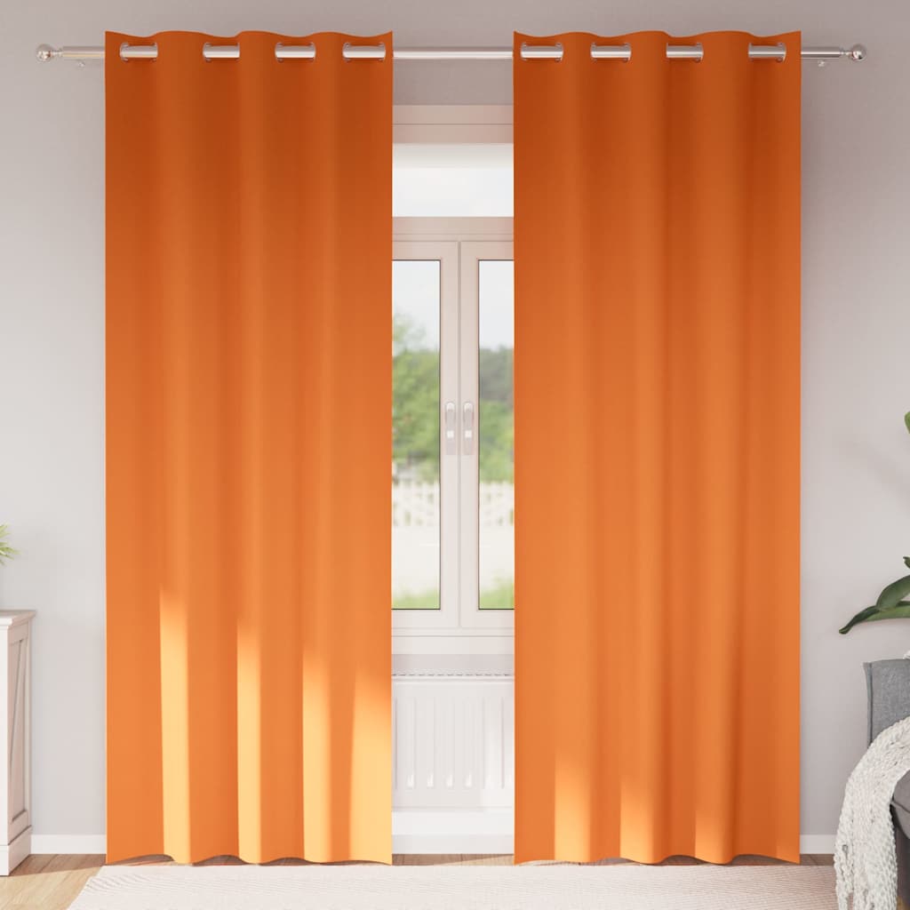 Mørklægningsgardiner med ringe 2 pcs Lys Orange 245 x 140 cm
