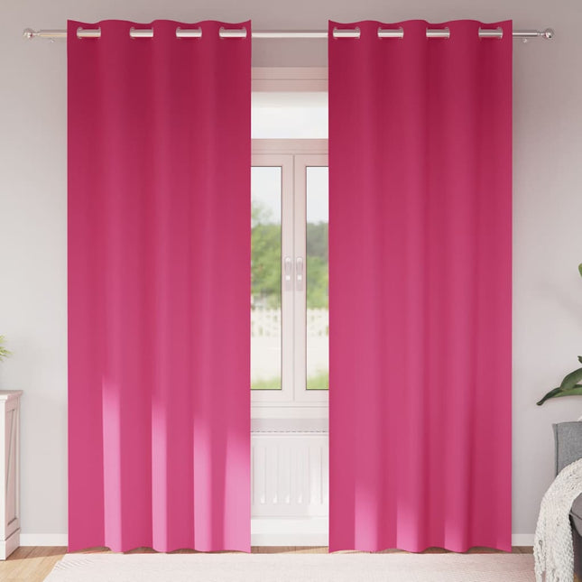 Mørklægningsgardiner med ringe 2 stk. Lys Pink 225 x 140 cm