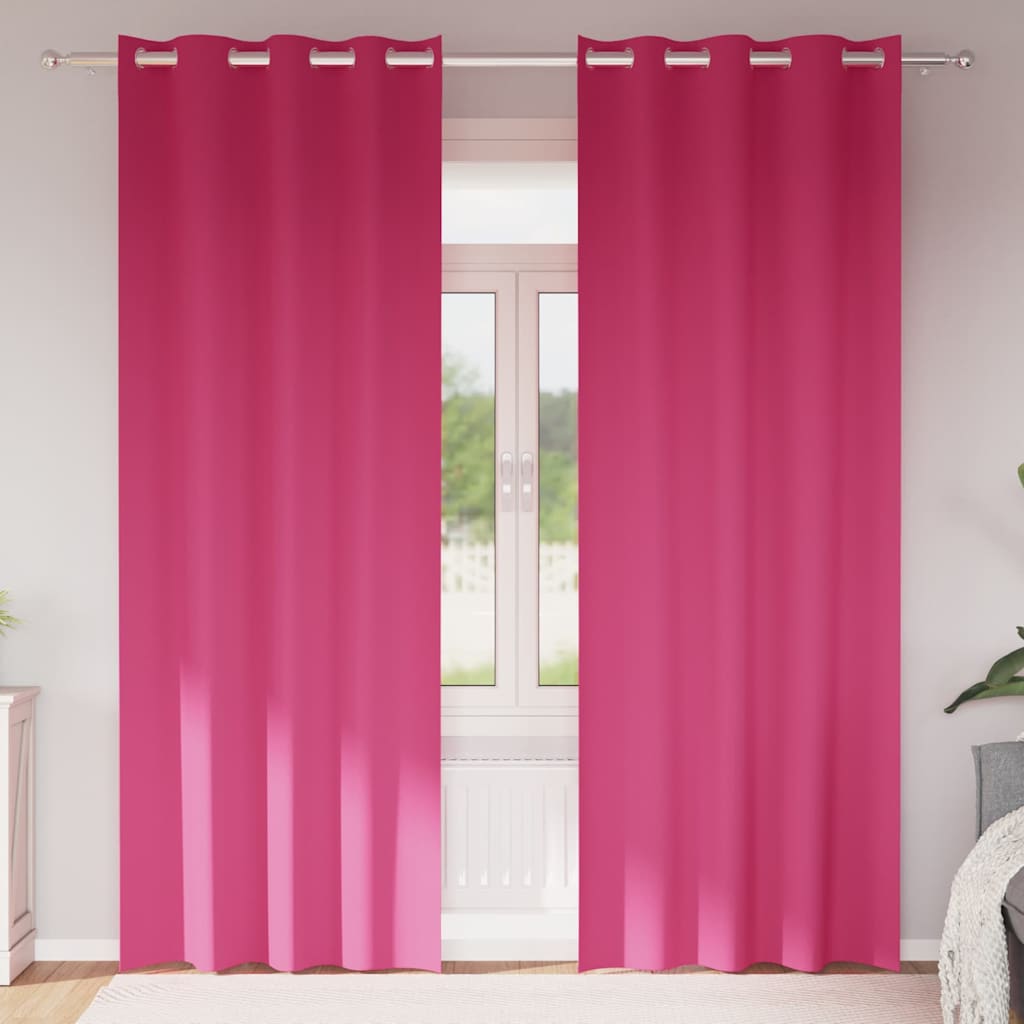Mørklægningsgardiner med ringe 2 pcs Lys Pink 225 x 140 cm