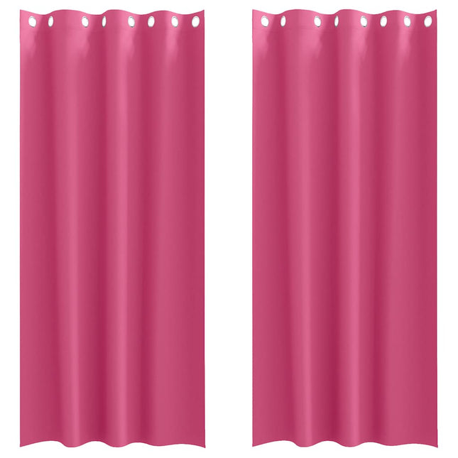 Mørklægningsgardiner med ringe 2 stk. Lys Pink 225 x 140 cm