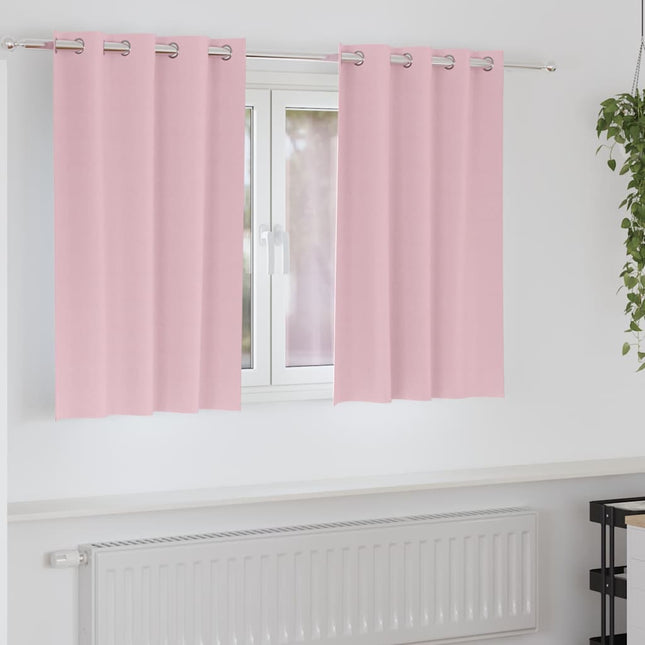 Mørklægningsgardiner med ringe 2 pcs Lyserød 140 x 140 cm