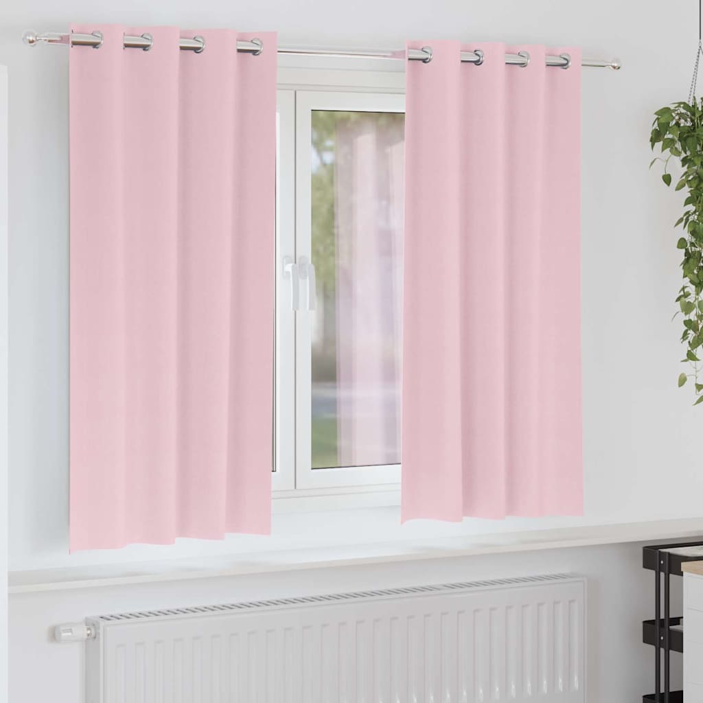 Mørklægningsgardiner med ringe 2 pcs Lyserød 175 x 140 cm