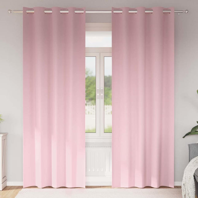 Mørklægningsgardiner med ringe 2 pcs Lyserød 225 x 140 cm