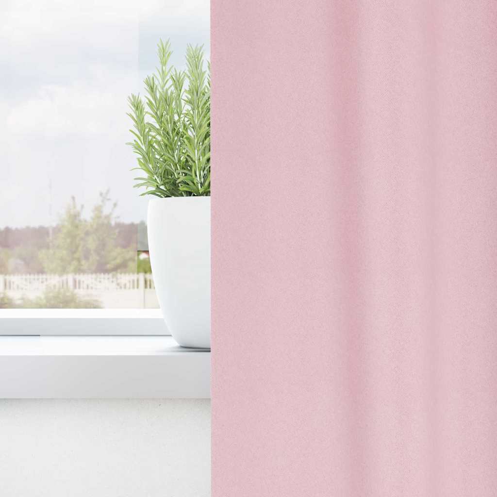 Mørklægningsgardiner med ringe 2 pcs Lyserød 245 x 140 cm