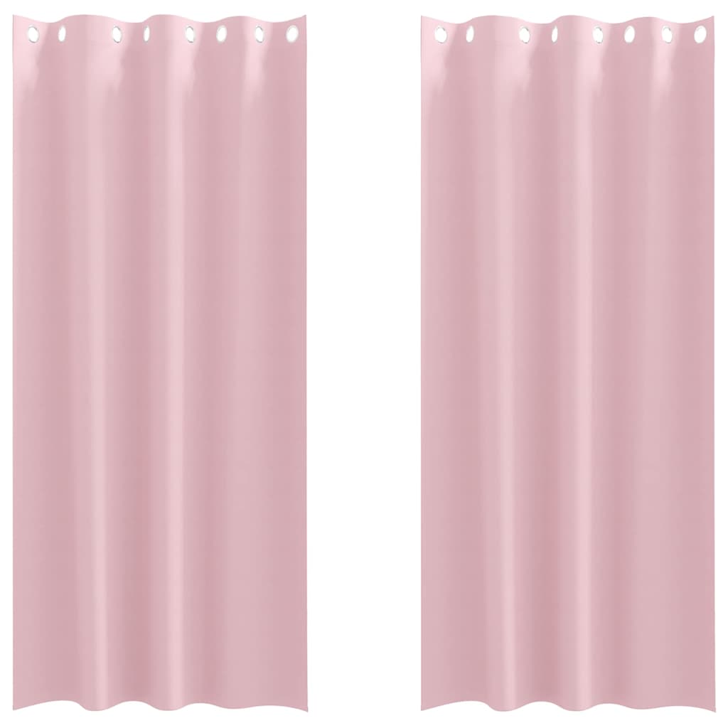 Mørklægningsgardiner med ringe 2 pcs Lyserød 245 x 140 cm