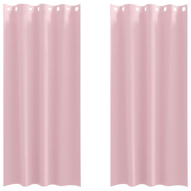 Mørklægningsgardiner med ringe 2 pcs Lyserød 260 x 140 cm