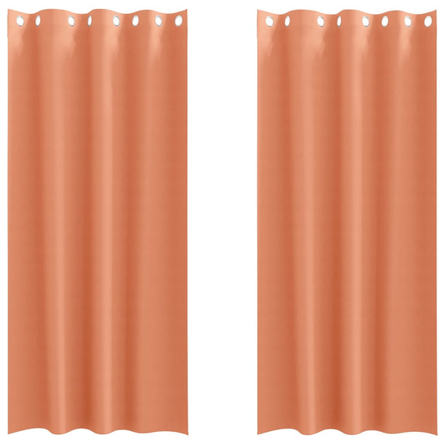 Mørklægningsgardiner med ringe 2 pcs Terrakotta 225 x 140 cm