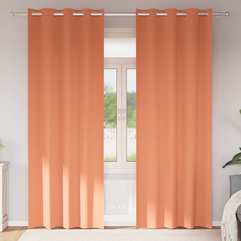 Mørklægningsgardiner med ringe 2 pcs Terrakotta 260 x 140 cm