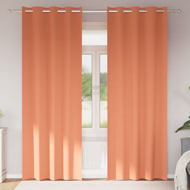 Mørklægningsgardiner med ringe 2 pcs Terrakotta 260 x 140 cm