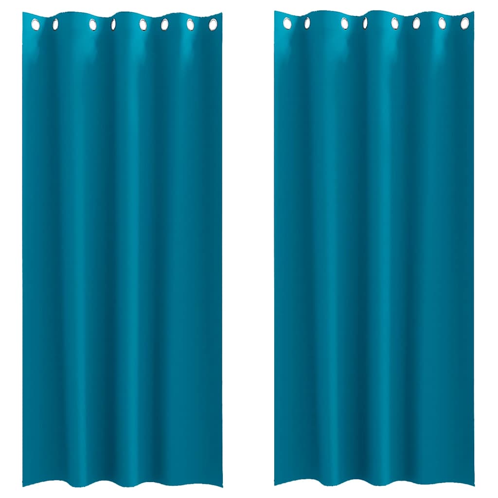 Mørklægningsgardiner med ringe 2 pcs Turkis 245 x 140 cm
