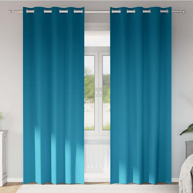 Mørklægningsgardiner med ringe 2 pcs Turkis 260 x 140 cm