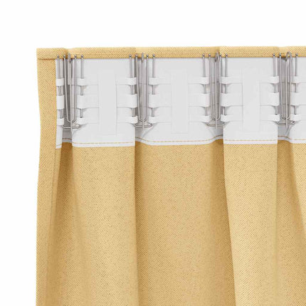 Mørklægningsgardiner med ringe 2 stk. Beige 140 x 140 cm