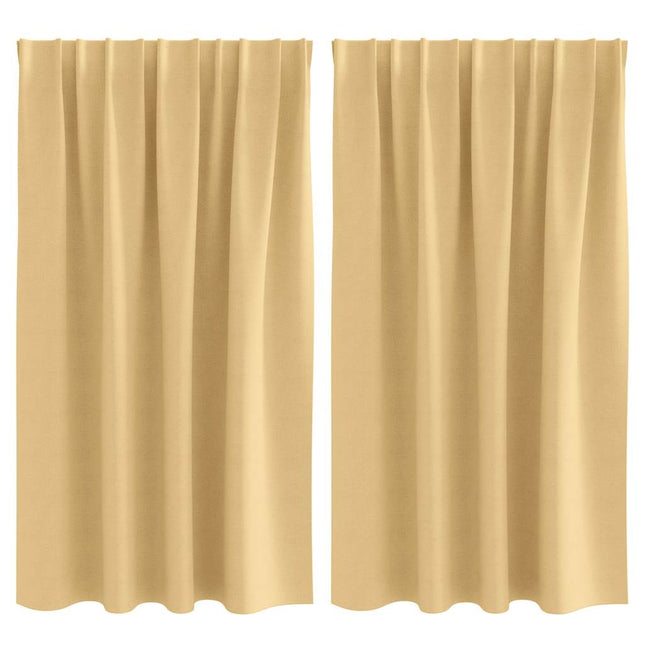 Mørklægningsgardiner med ringe 2 pcs Beige 140 x 140 cm