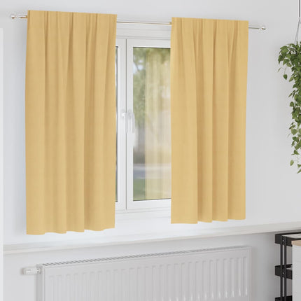 Mørklægningsgardiner med ringe 2 stk. Beige 175 x 140 cm