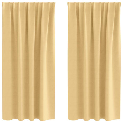 Mørklægningsgardiner med ringe 2 stk. Beige 175 x 140 cm