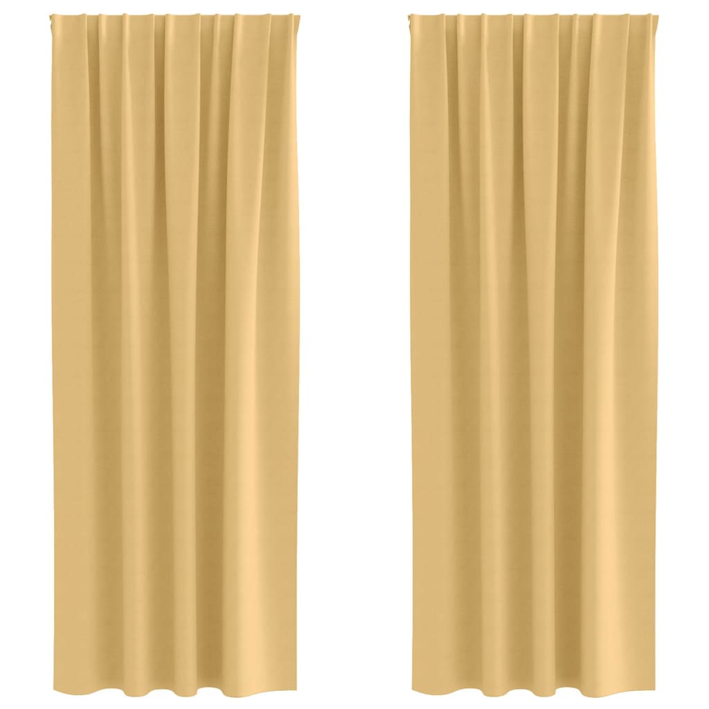 Mørklægningsgardiner med ringe 2 pcs Beige 245 x 140 cm